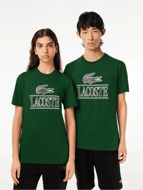 Lacoste Regular Fit Graphic T-Shirt Unisex XL Green Crocodile Big Logo